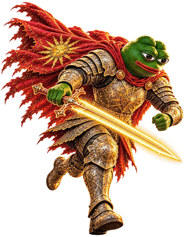Pepe running forward with his sword held low and his cape streaming behind